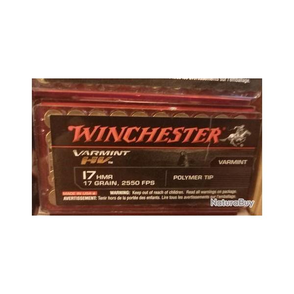 BALLE WINCHESTER 17HMR VARMINT HV 17GR X50
