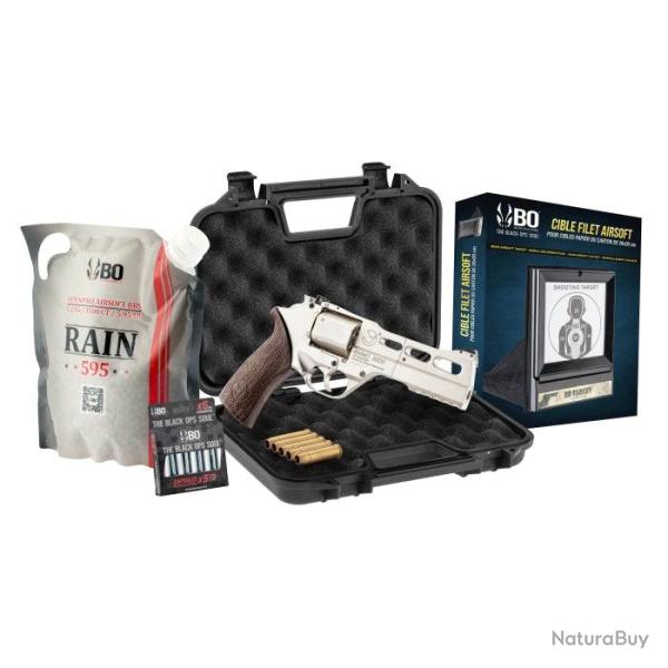 Pack airsoft R�plique Chiappa CO� Rhino 50DS + accessoires - Cal. 6 m - Argent
