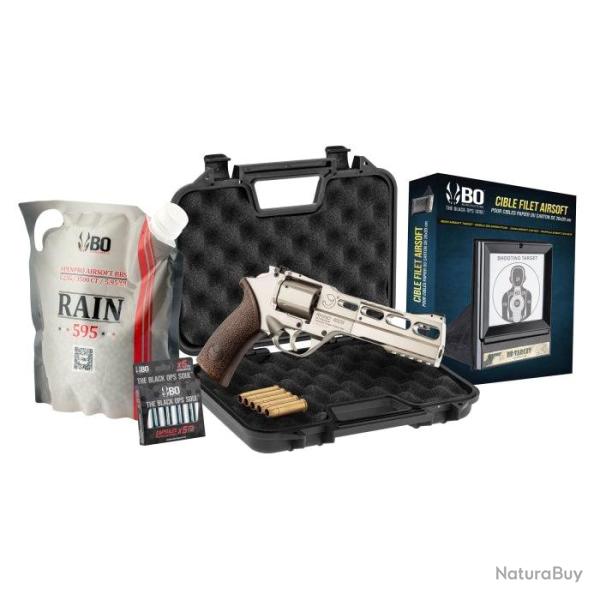 Pack airsoft R�plique Chiappa CO� Rhino 60DS + accessoires - Cal. 6 m - Argent