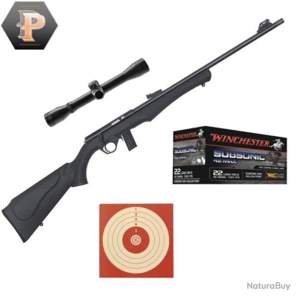 Carabine Rossi 8122 Cal.22LR + Lunette 4x32 +  50 Munitions + Cibles Promo!