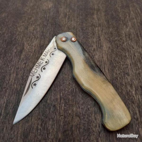 Couteau 2 CLOUS ARTISANAL MEHMET K MARAS Manche en Corne