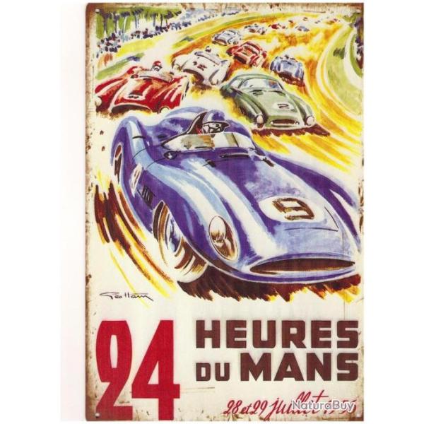 PLAQUE PUBLICITAIRE METAL 24 HEURES DU MANS 1956