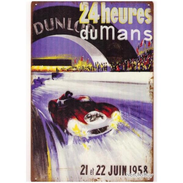 PLAQUE PUBLICITAIRE METAL 24 HEURES DU MANS 1958