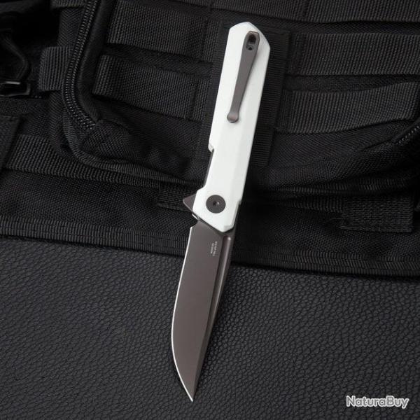 Couteau Bestech Bestechman Dundee White Lame Acier D2 Manche G10 IKBS Linerlock Clip BTKMK01I