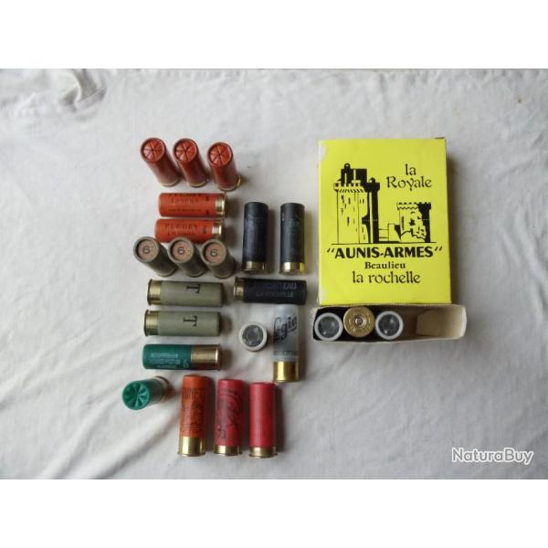 Pour collection , Lot de 30 cartouches anciennes de diffrentes marques en cal 12.