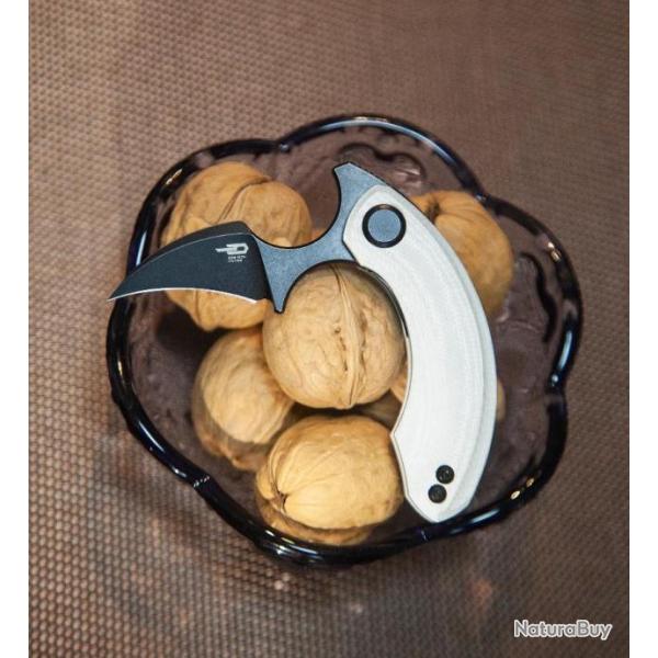 Couteau Bestech Strelit White Lame Acier 14C28N Manche G10 IKBS Linerlock Clip BTKG52D