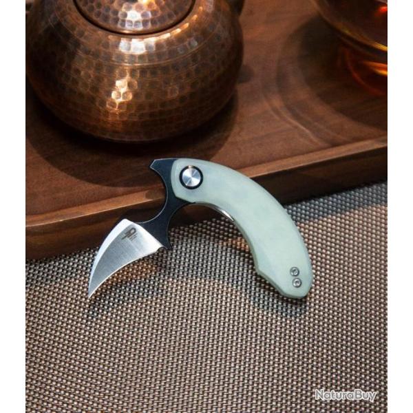 Couteau Bestech Strelit Jade Lame Acier 14C28N Manche G10 IKBS Linerlock Clip BTKG52B2