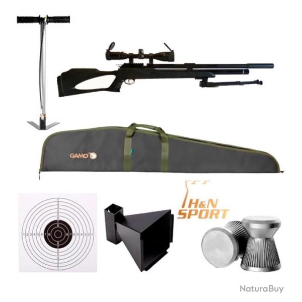 PACK-4 M25 PCP CARABINE + BIPIED SNOWPEAK Cal. 5,5 mm + Lunette 4-16 X 40AO Mildot illumin� 19,9 J.