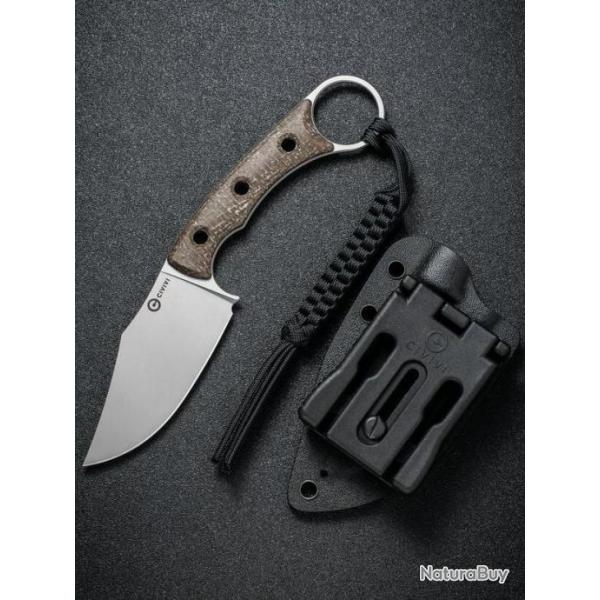 Couteau CIVIVI Midwatch Brown Lame Clip Point Acier N690 Manche Micarta Etui Kydex CIVC20059B2
