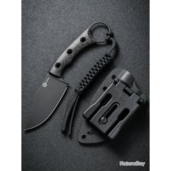 Couteau CIVIVI Midwatch Black Lame Clip Point Acier N690 Manche Micarta Etui Kydex CIVC20059B1