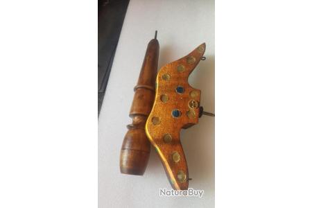 ANCIEN MIROIR AUX ALOUETTES PIEGE LEURRE BOIS & MIROIRS CHASSE CHASSEUR AFFUT D
