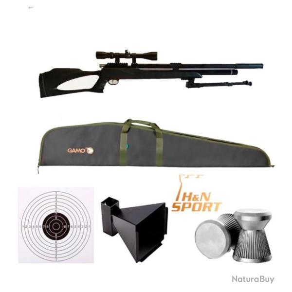 PACK-6 M25 PCP CARABINE + BIPIED SNOWPEAK Calibre 4,5 mm + Lunette 3-9 x 40 Mildot 19,9 Joules