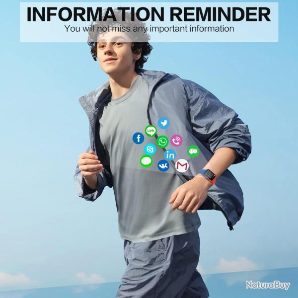 Montre Connect�e Bluetooth Ecran 1,8" Fr�quence Cardiaque/120 Modes Sport/�tanche IP67 ROUGE