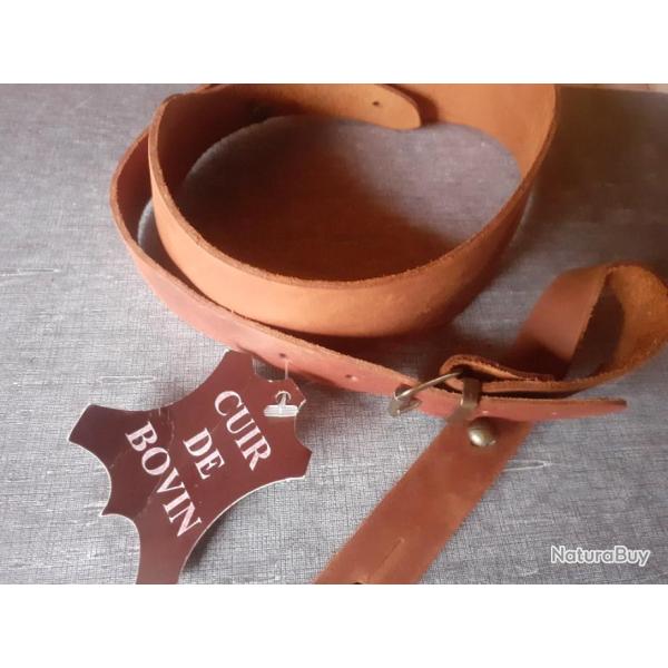 Bretelle luxe cuir  50 mm. Carabine ou fusil.