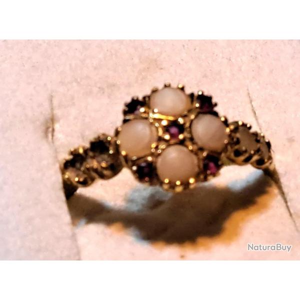 Bague en Or 18K avec perle de culture & Poin�ons   -( Livr� par Happy post 11�)