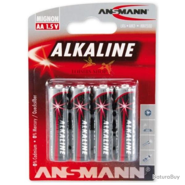 Lot de 4 piles AA LR06 sous blister Alkaline