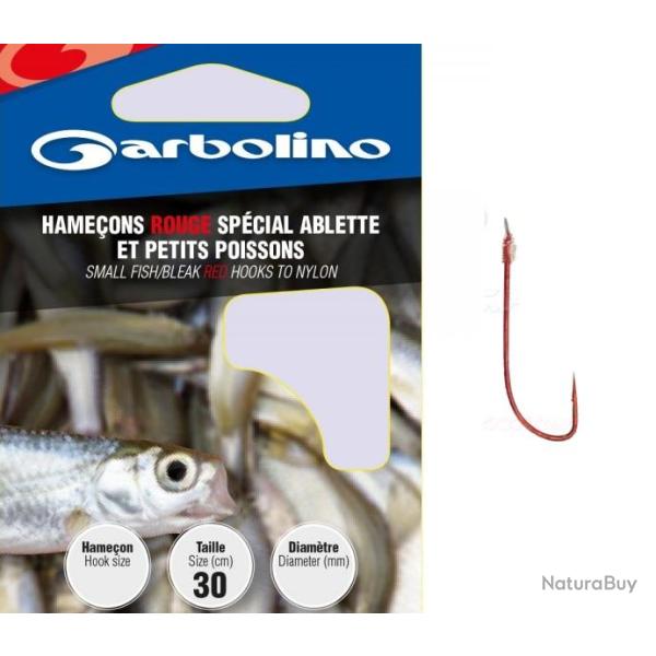 HAMECONS MONTES GARBOLINO ROUGES SPECIAL ABLETTES ET PETITS POISSONS PAR 10 Taille 20 0.08mm