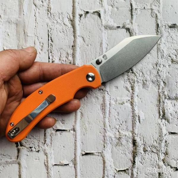Couteau Kansept Nesstreet Orange Lame Acier CPM-S35Vn Manche G10 IKBS Linerlock Clip K1039A5