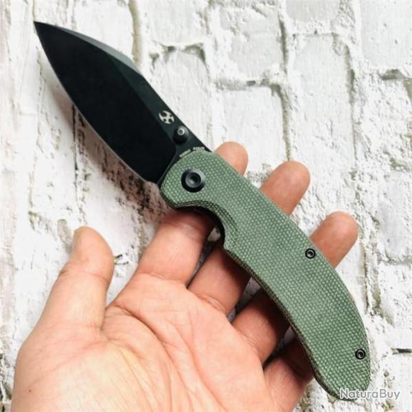 Couteau Kansept Nesstreet Green Lame Acier CPM-S35Vn BW Manche Micarta IKBS Linerlock Clip K1039A3