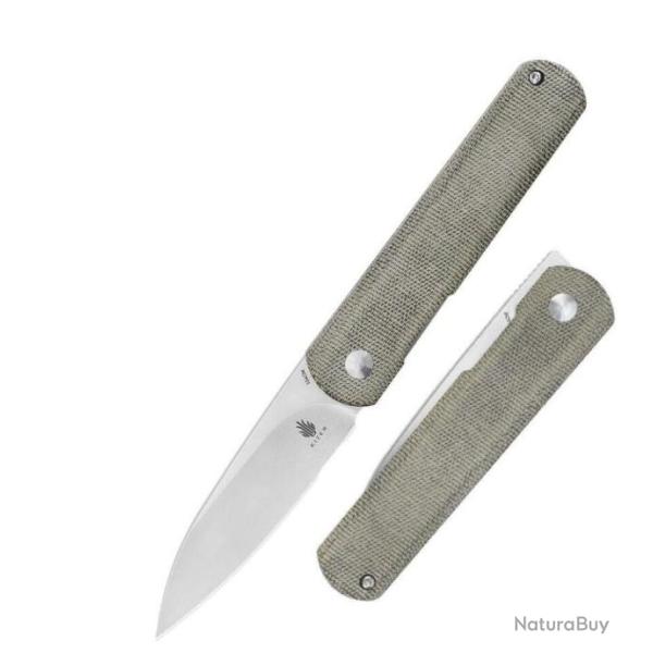 Couteau Kizer Feist XL Green Lame Acier 154CM Manche Micarta IKBS Linerlock Clip KIV4499C1