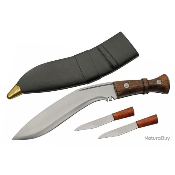 Couteau Kukkri Gurkha Service Kukri Army Combat Lame Acier Inox Manche Bois Etui Cuir PA882450