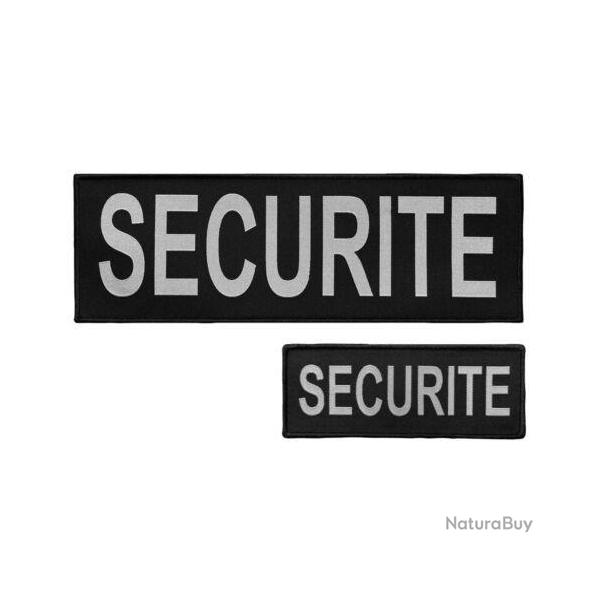 Lot dossard + bande poitrine fond noir lettres grises SECURITE