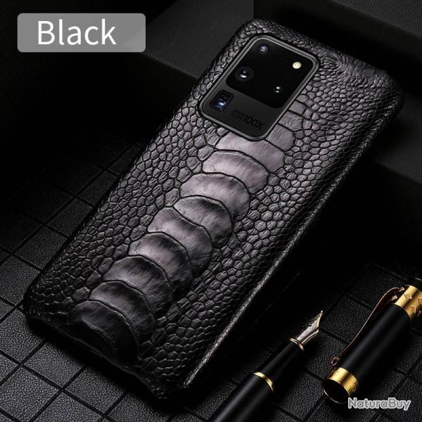 Coque Autruche Veritable pour Samsung Galaxy, Smartphone: Galaxy S22