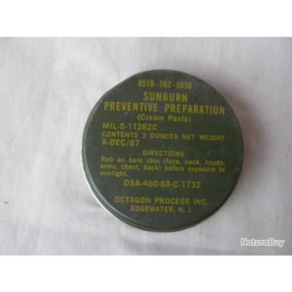 WW2/POSTWAR US POT DE CR�ME SOLAIRE MILITAIRE R�GLEMENTAIRE AM�RICAINE NEUF DAT� 1967 2