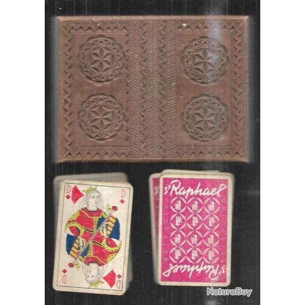 boite bois vintage pour jeux de cartes et jeu de cartes publicitaire saint-raphael quinquina