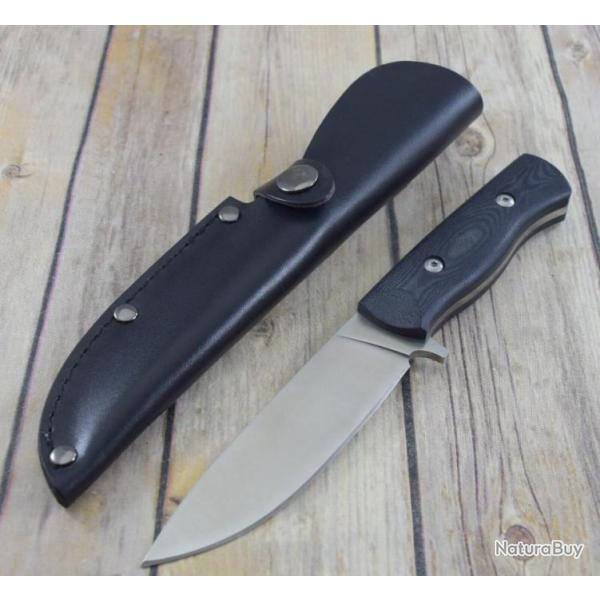 Couteau de Chasse Buschraft Hen & Rooster Manche G10 Lame Acier Inox Etui Cuir HR001