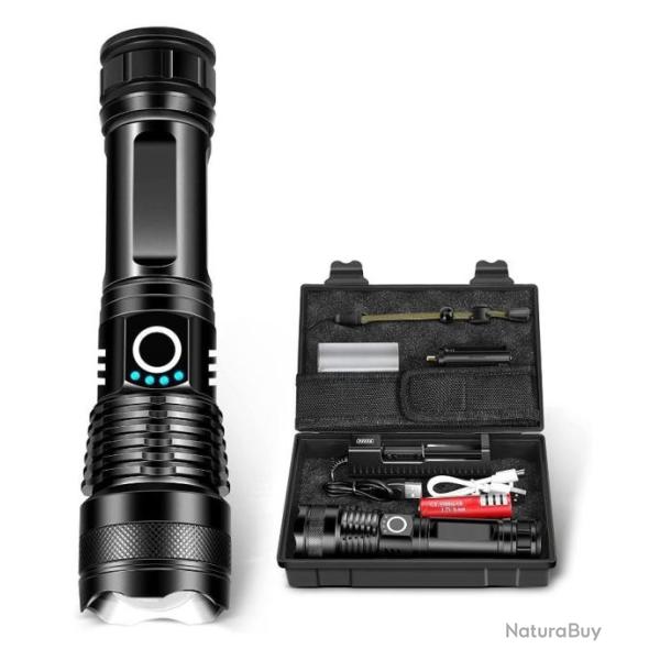 Lampe Torche Led 10000 Lumens Ultra Puissante Tactique 5 Modes tanche Zoomable Camping Randonne