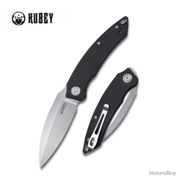 Couteau Kubey Leaf Black Manche G10 Lame Acier AUS-10 IKBS Linerlock Clip KUB333A