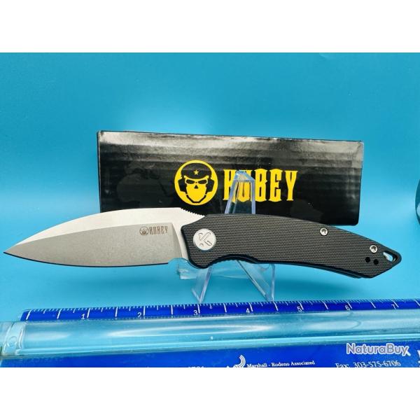 Couteau Kubey Leaf Black Manche G10 Lame Acier AUS-10 IKBS Linerlock Clip KUB333A
