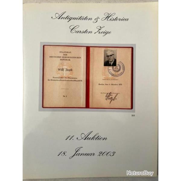 Album Antiquitten & Historica Carsten Zeige - 11 Auktion 18 Janv 2003