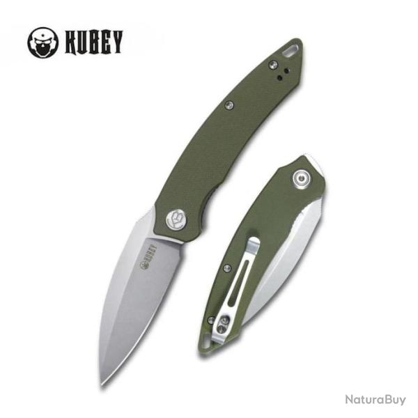 Couteau Kubey Leaf Green Manche G10 Lame Acier AUS-10 IKBS Linerlock Clip KUB333E