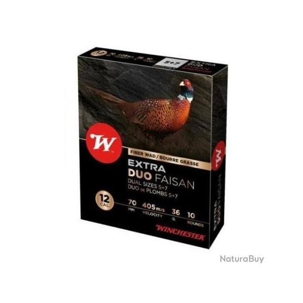 1 boite de 10 cartouches Winchester extra duo faisan, cal 12/70 36 grammes, Numero 7 et 5
