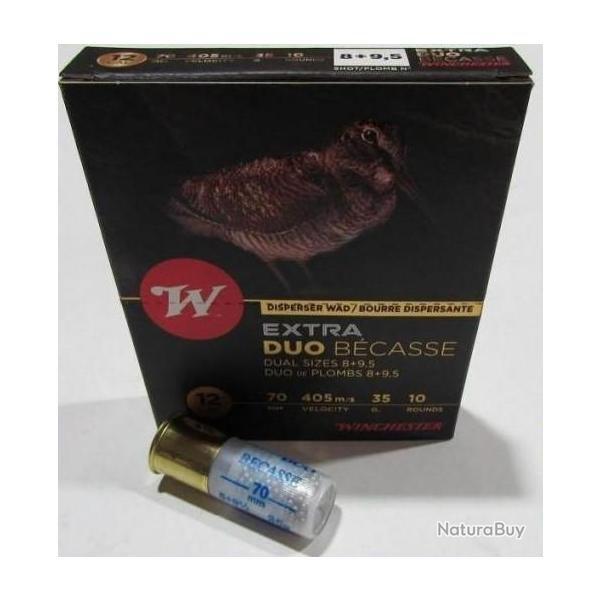 Boite de 10 cartouches Winchester extra duo becasse, cal 12/70 35 grammes, Numero 8 et 9,5