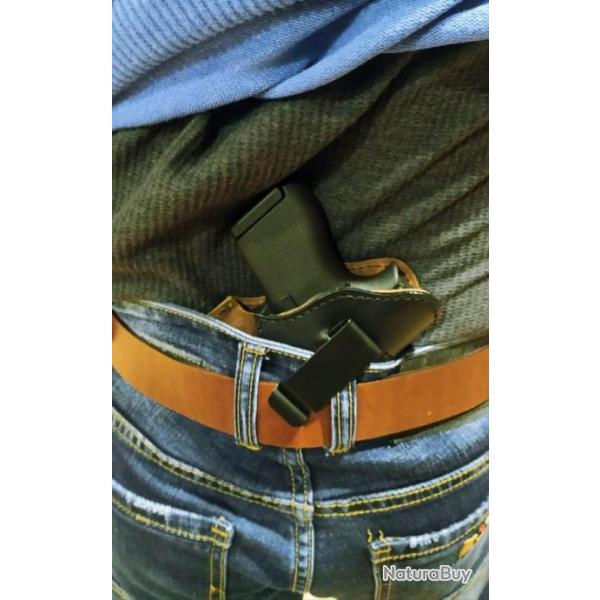 VALENTIN GANCH HOLSTER EN VELOUR � PORTER DE L'INT�RIEUR POUR GLOCK 26/36/42/43