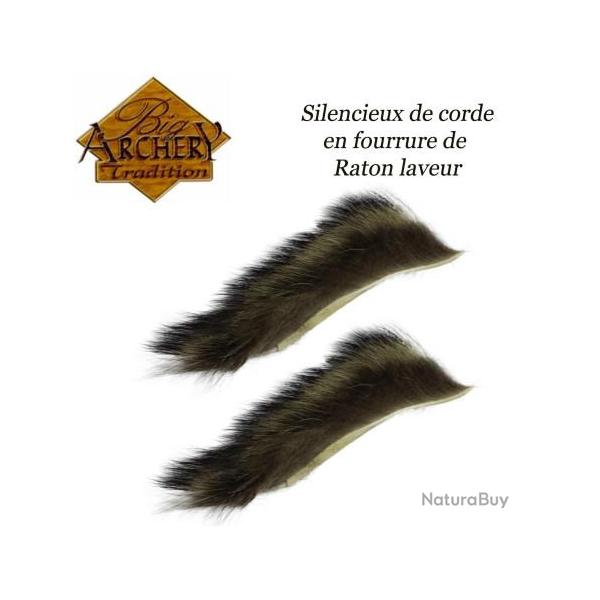 BIG ARCHERY TRADITION Silencieux de corde en fourrure de Raton laveur