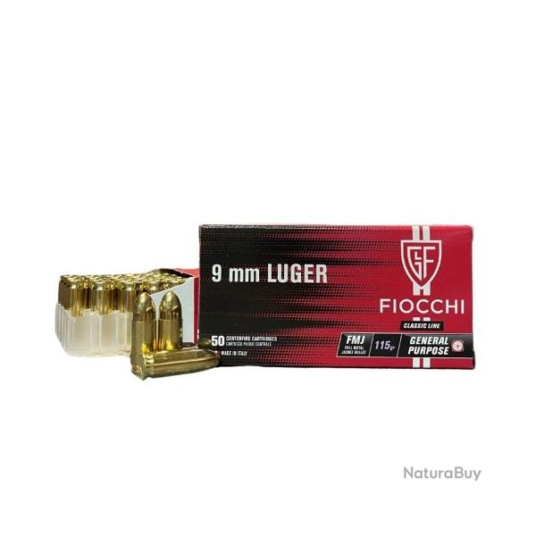 Munitions FIOCCHI cal.9mm para fmj 115gr par 50