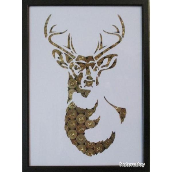 Tableau cerf fond blanc