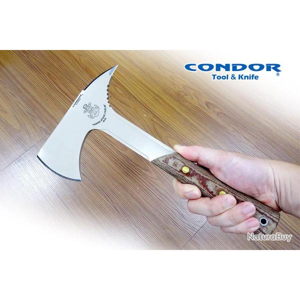 Tomahawk Condor Fortis Fidelis Lame Acier Carbone 1075 Manche Micarta Etui Salvadore CTK181667HC