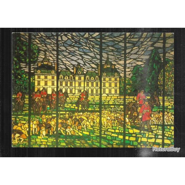 cheverny le chateau le vitrail repr�sentant le chateau salle des troph�es , d� carte postale moderne