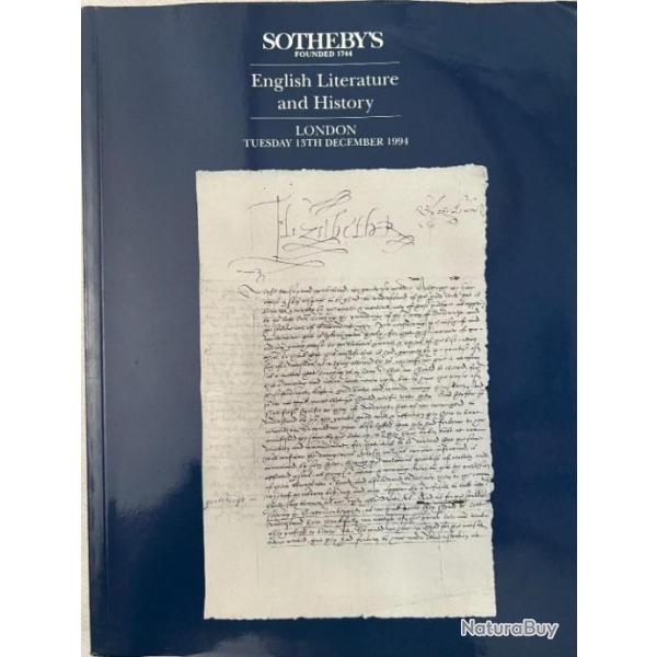 Album de vente de Sotheby's spcial English literature and History