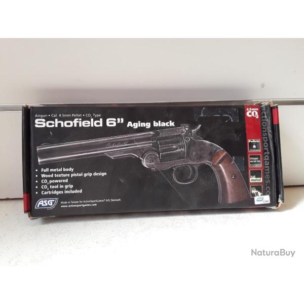 8276 REVOLVER � PLOMBS ASG SCHOFIELD 6" AGING BLACK 4JOULES CAL4,5 NEUF