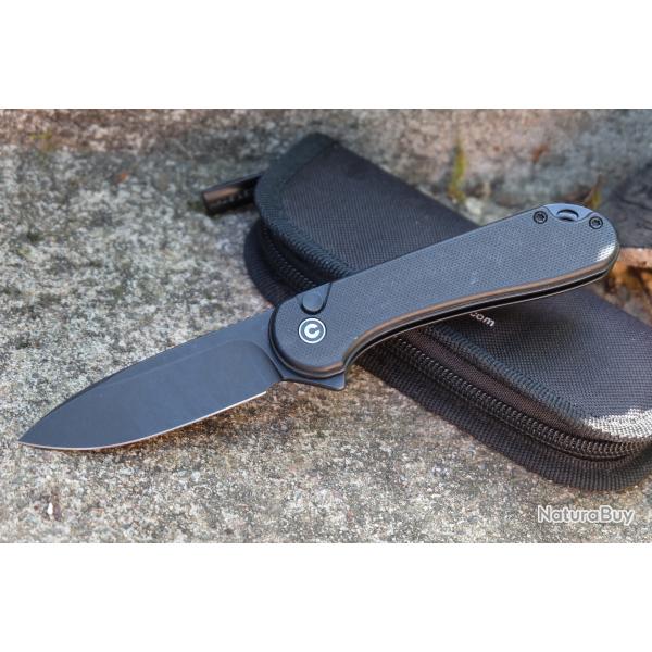 Couteau CIVIVI Elementum II Button Lock Black Lame Acier Nitro-V Black Manche G10 IKBS CIVC18062P1