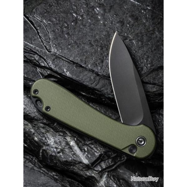 Couteau CIVIVI Elementum II Button Lock Green Lame Acier Nitro-V Black Manche G10 IKBS CIVC18062P3