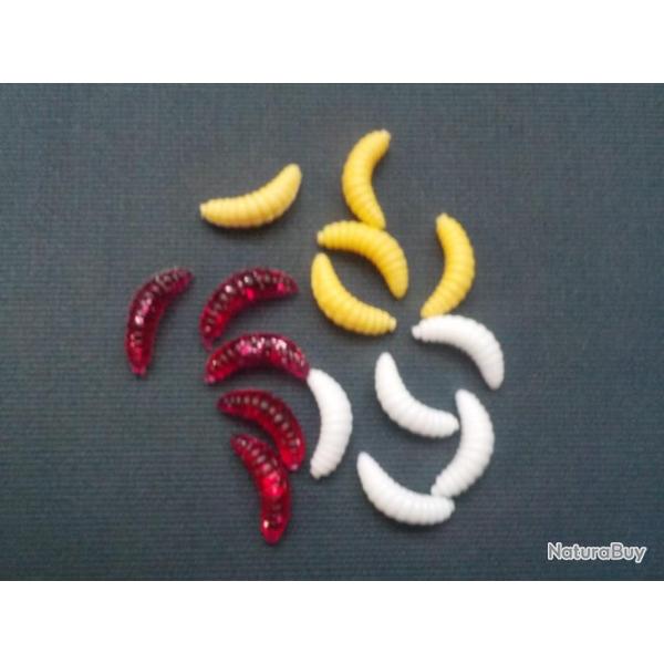 15 asticots en silicone de 20 mm