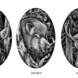 Calotte Blaser R8, R93, K95 en argent motif SANGLIER OU CHEVREUIL OU CERF