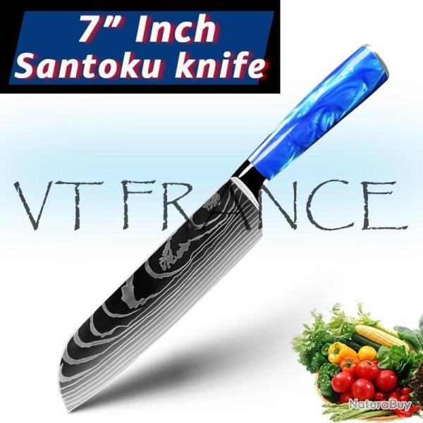Couteau Japonais Pro Santoku Style Damas-Santoku 31cm